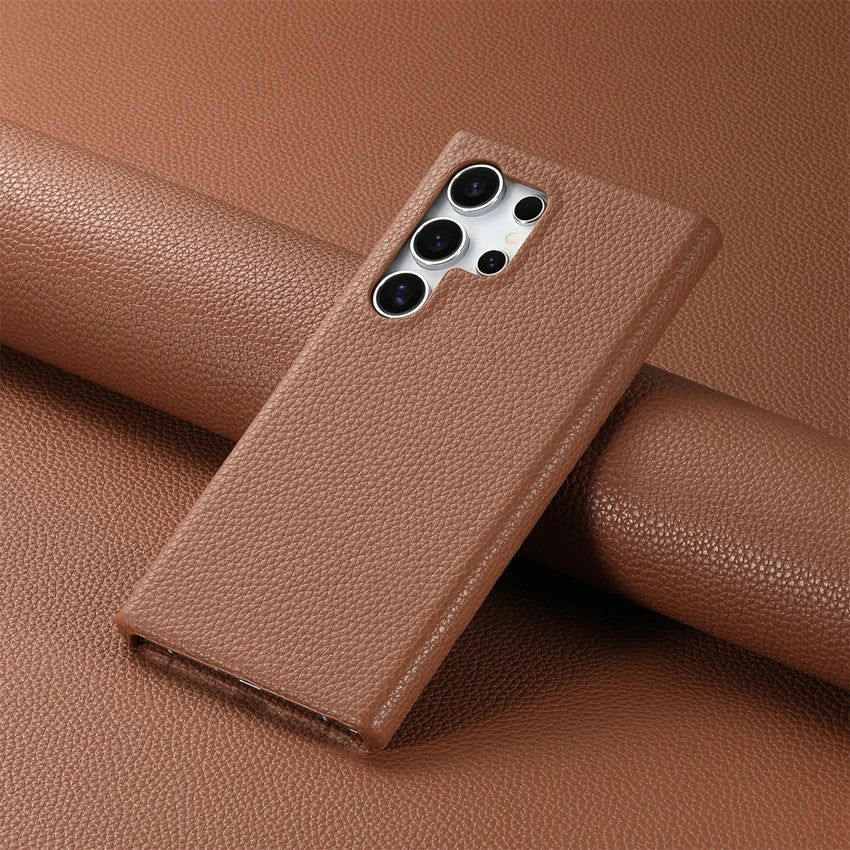 Luxury Litchi Grain Leather Case For Samsung Galaxy S-23 & 24 Series Slim Phone Back Cover - ZILVUS
