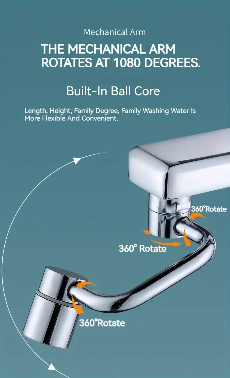 Rotating Splash-Proof Kitchen Faucet Extender | Dual Water Flow Tap Adapter - ZILVUS