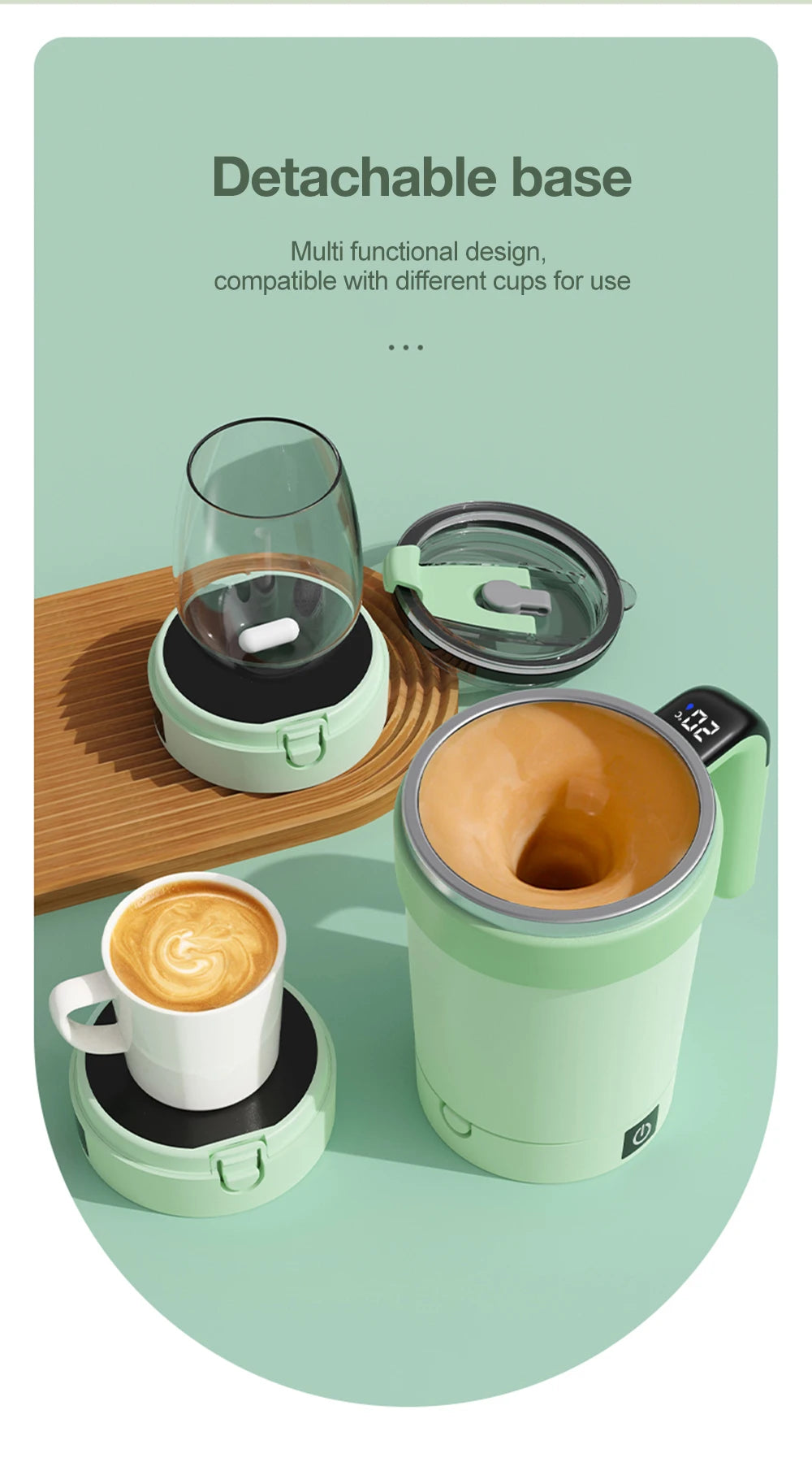 Automatic Self-Stirring Mug with LED Display – 380ml USB Cup - ZILVUS