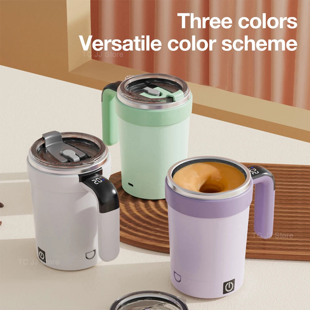 Automatic Self-Stirring Mug with LED Display – 380ml USB Cup - ZILVUS