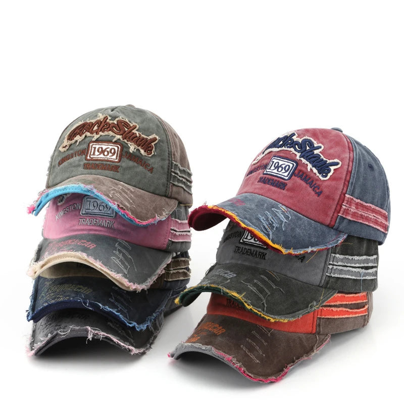 1969 Vintage Washed Letter Embroidered Baseball Cap - ZILVUS