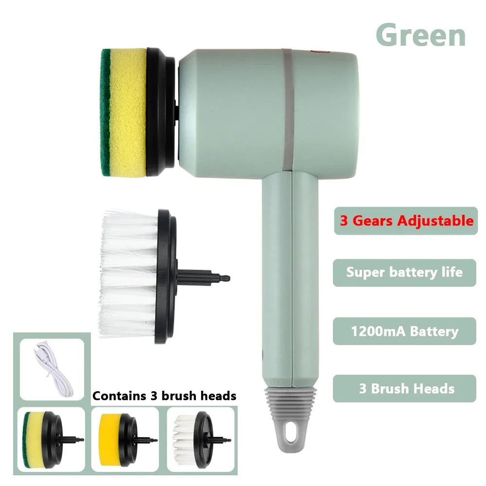 Electric Cleaning Brush – USB Rechargeable Handheld Scrubber for Kitchen, Bathroom & More - ZILVUS
