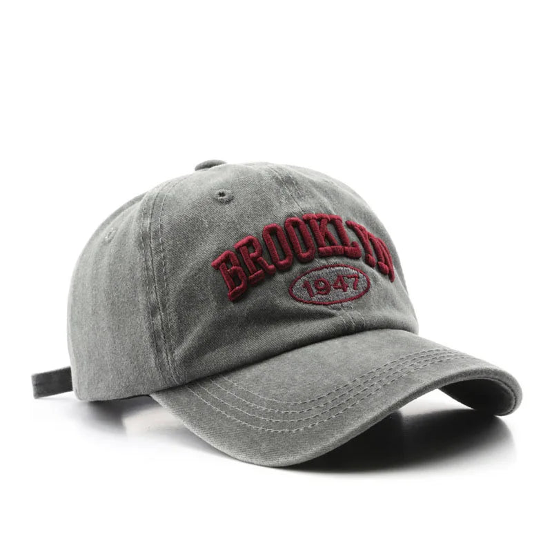 Retro brooklyn Letter Embroidery Baseball Caps Spring Summer Men Women Cotton Adjustable Casual Hat Hip Hop Streetwear Sun Hats - ZILVUS