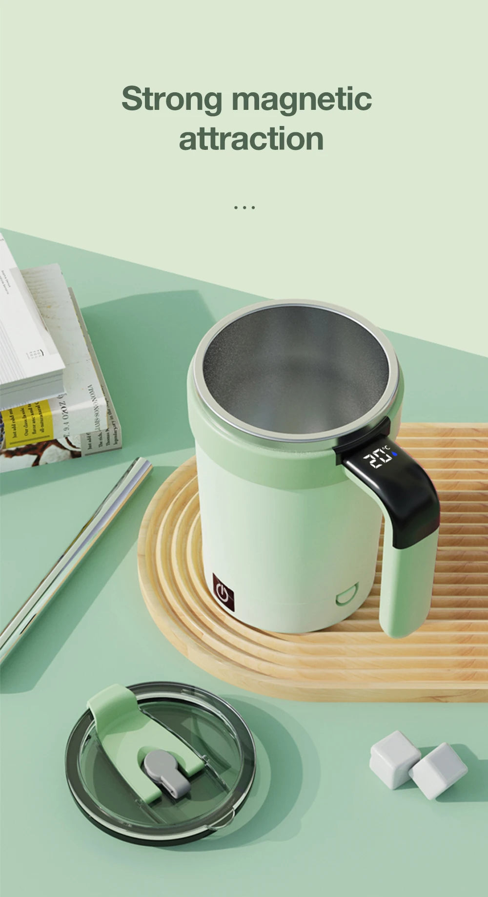Automatic Self-Stirring Mug with LED Display – 380ml USB Cup - ZILVUS