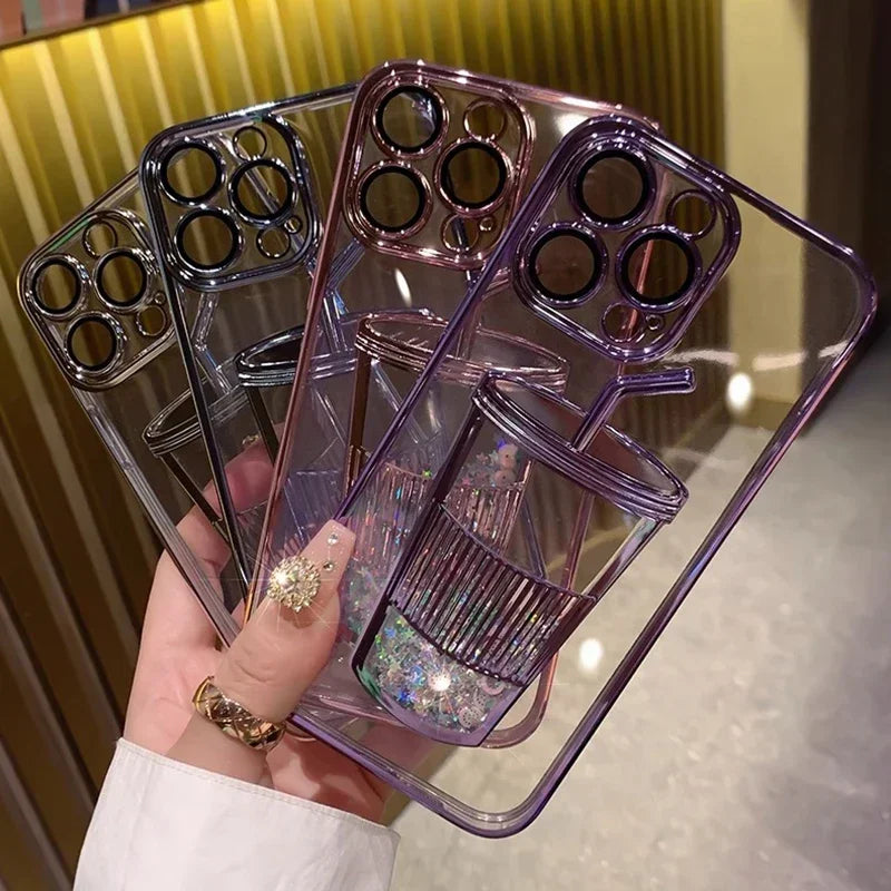 Quicksand Glitter Silicone Phone Case – Shockproof with Lens Protection - ZILVUS