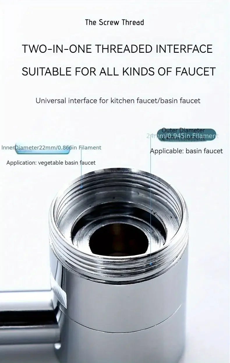 Rotating Splash-Proof Kitchen Faucet Extender | Dual Water Flow Tap Adapter - ZILVUS