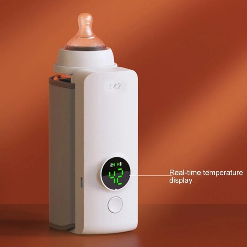 Portable Baby Bottle Warmer – USB Rechargeable, 6-Temperature Settings, Long Battery Life for Travel & Home - ZILVUS