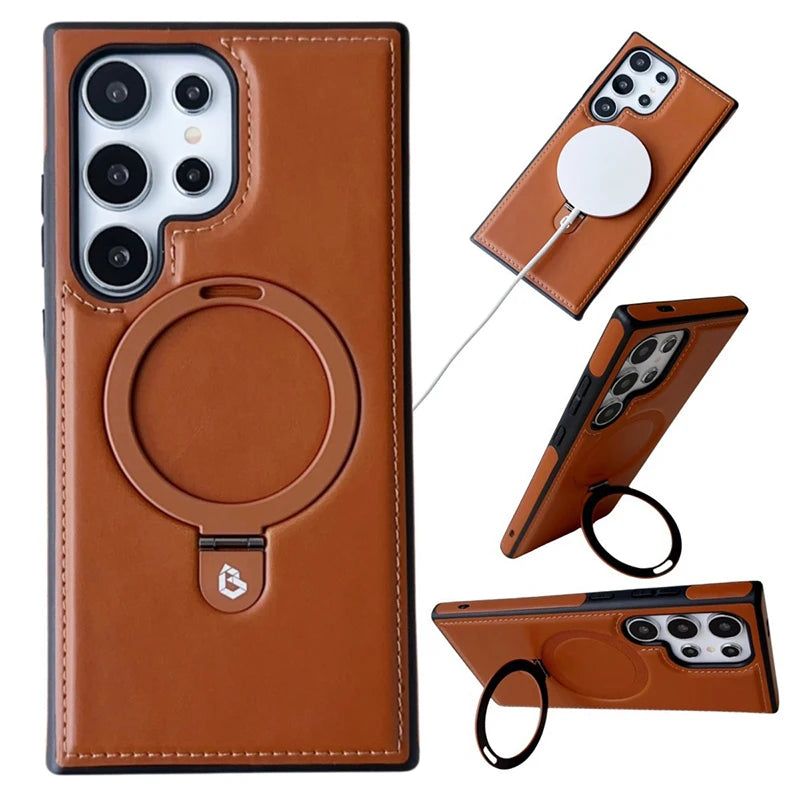 Leather for Magsafe Case For Samsung Galaxy S-25,24,23 Series - ZILVUS
