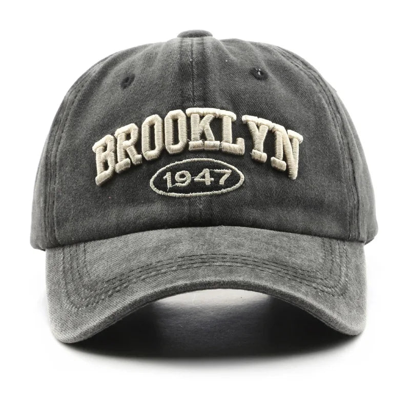 Retro brooklyn Letter Embroidery Baseball Caps Spring Summer Men Women Cotton Adjustable Casual Hat Hip Hop Streetwear Sun Hats - ZILVUS