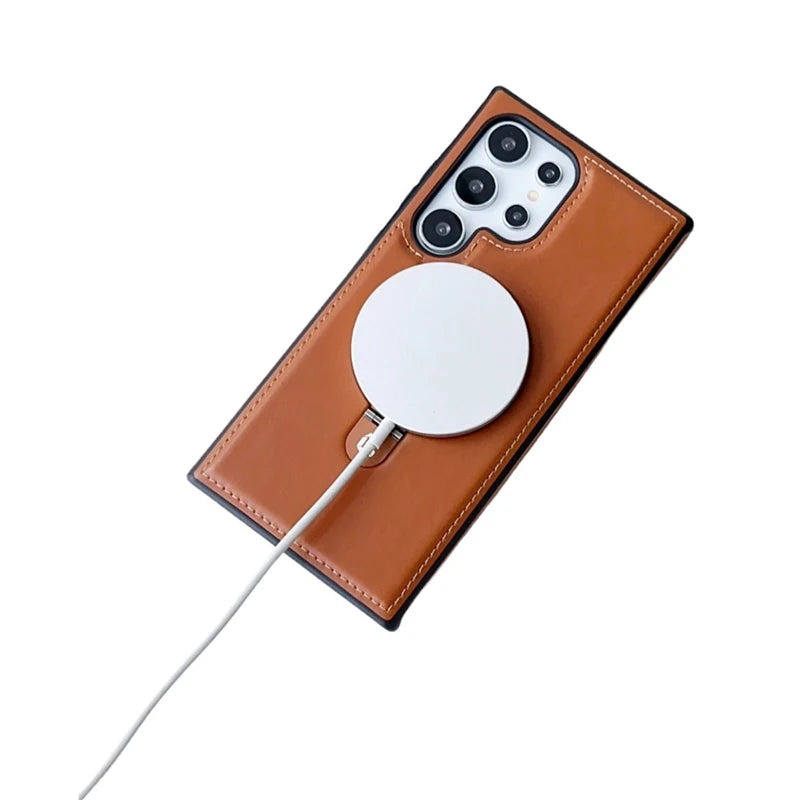 Leather for Magsafe Case For Samsung Galaxy S-25,24,23 Series - ZILVUS