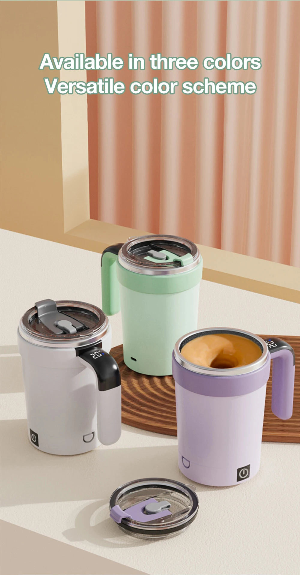 Automatic Self-Stirring Mug with LED Display – 380ml USB Cup - ZILVUS