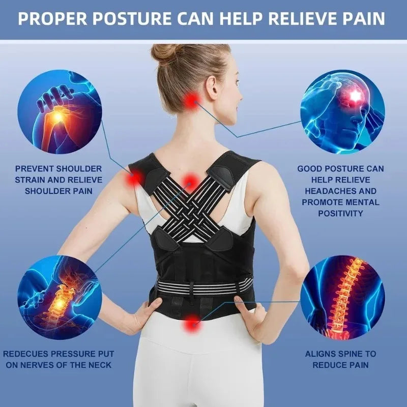 Back Posture Corrector Brace – Adjustable Shoulder & Spine Support for Men and Women - ZILVUS
