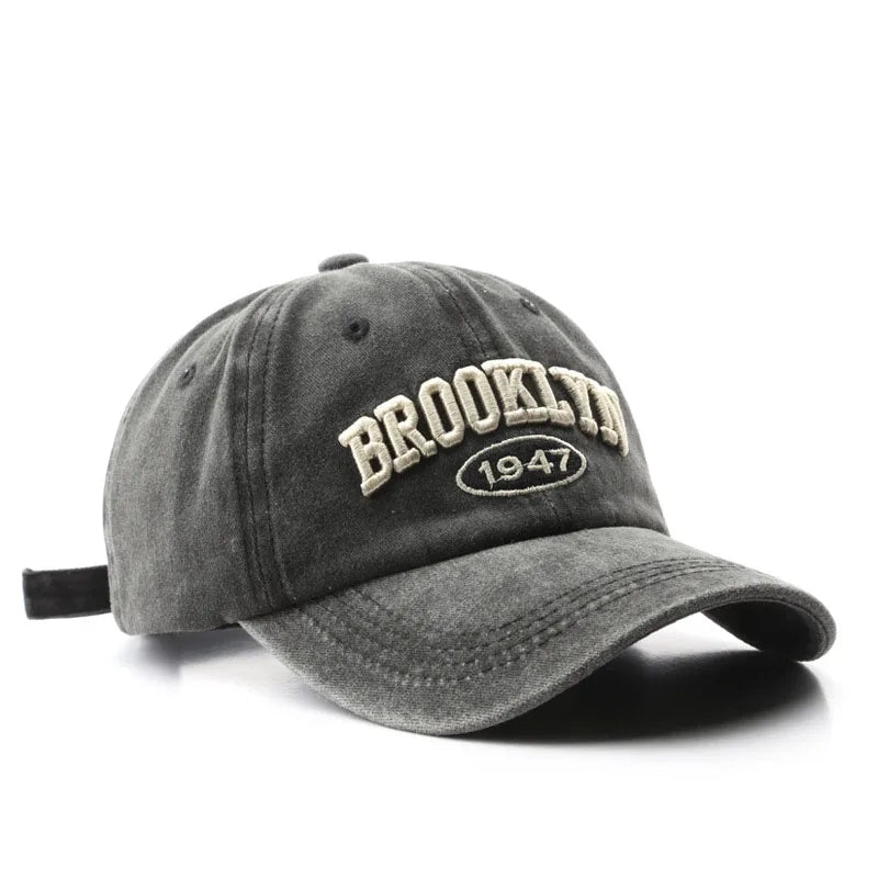 Retro brooklyn Letter Embroidery Baseball Caps Spring Summer Men Women Cotton Adjustable Casual Hat Hip Hop Streetwear Sun Hats - ZILVUS