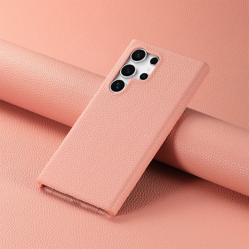 Luxury Litchi Grain Leather Case For Samsung Galaxy S-23 & 24 Series Slim Phone Back Cover - ZILVUS