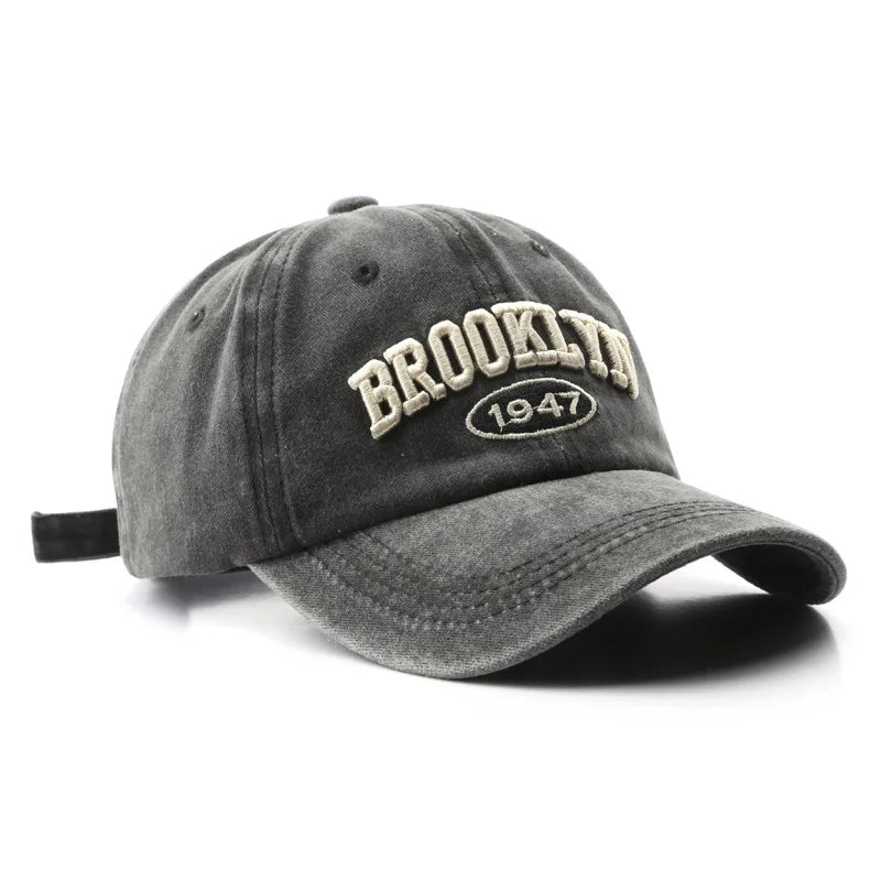 Retro brooklyn Letter Embroidery Baseball Caps Spring Summer Men Women Cotton Adjustable Casual Hat Hip Hop Streetwear Sun Hats - ZILVUS