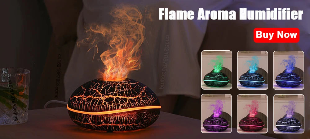 Flame Aroma Humidifier – Essential Oil Diffuser with RGB Light - ZILVUS