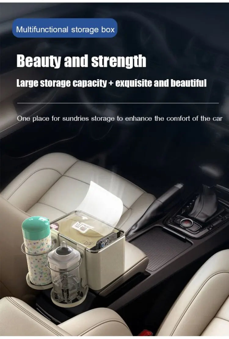 Folding Multifunctional Car Armrest Storage Box - ZILVUS