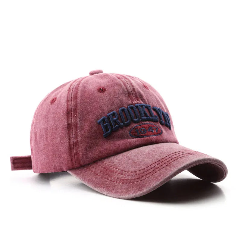 Retro brooklyn Letter Embroidery Baseball Caps Spring Summer Men Women Cotton Adjustable Casual Hat Hip Hop Streetwear Sun Hats - ZILVUS