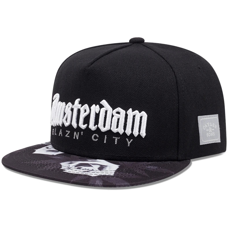 2025 New BLAZIN CITY Embroidered Flat Edge Hat Men's Trendy Street Hip Hop Hat Women's Outdoor Sunshade Hat Casual Baseball Hat - ZILVUS