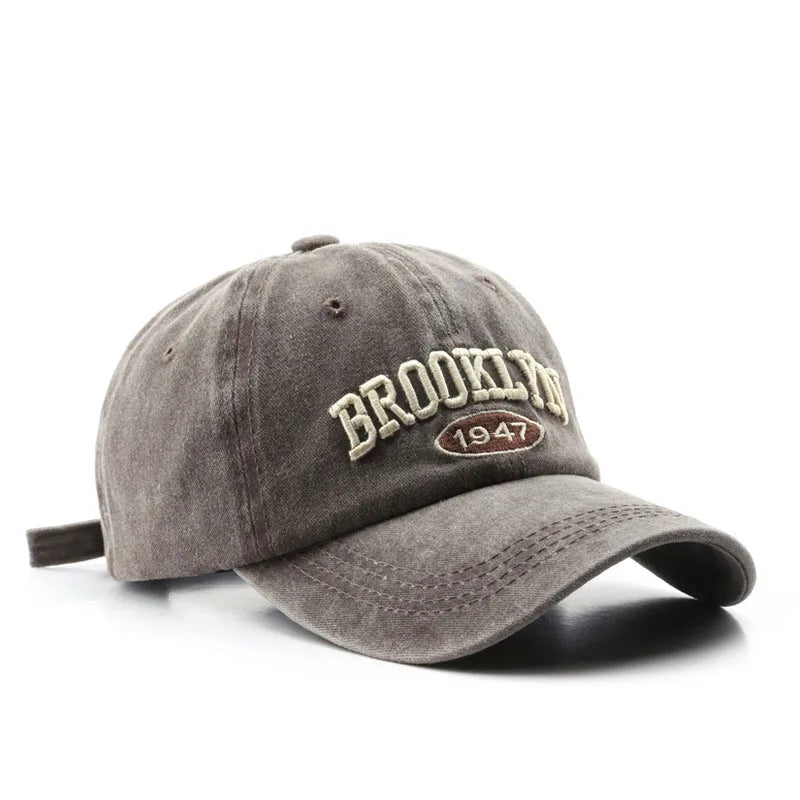 Retro brooklyn Letter Embroidery Baseball Caps Spring Summer Men Women Cotton Adjustable Casual Hat Hip Hop Streetwear Sun Hats - ZILVUS