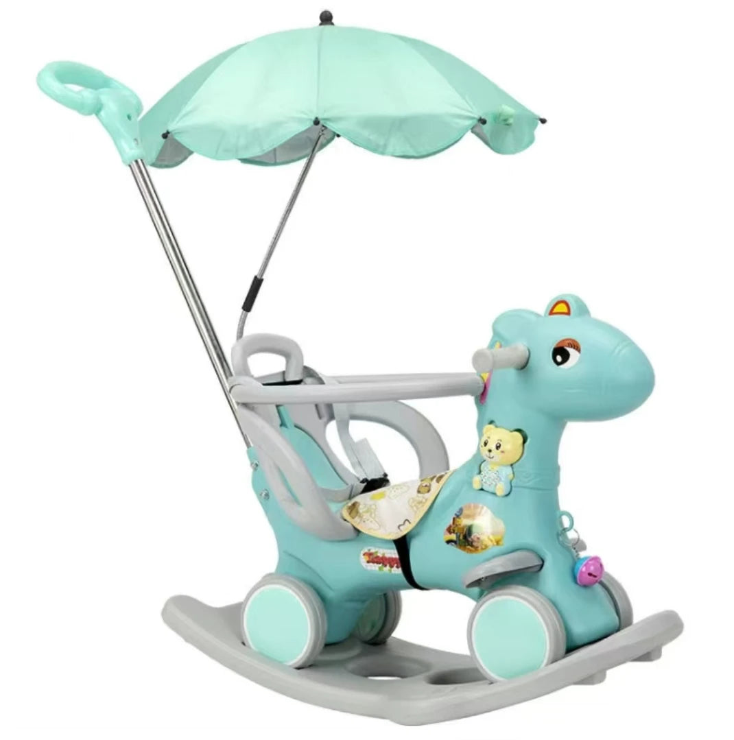 Large Rocking Horse Toy with Music – Multi-Purpose Baby Rocking Cart for 1–5 Years Old | Indoor & Outdoor Ride-On Toy - ZILVUS