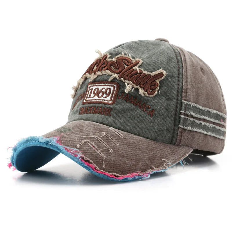 1969 Vintage Washed Letter Embroidered Baseball Cap - ZILVUS