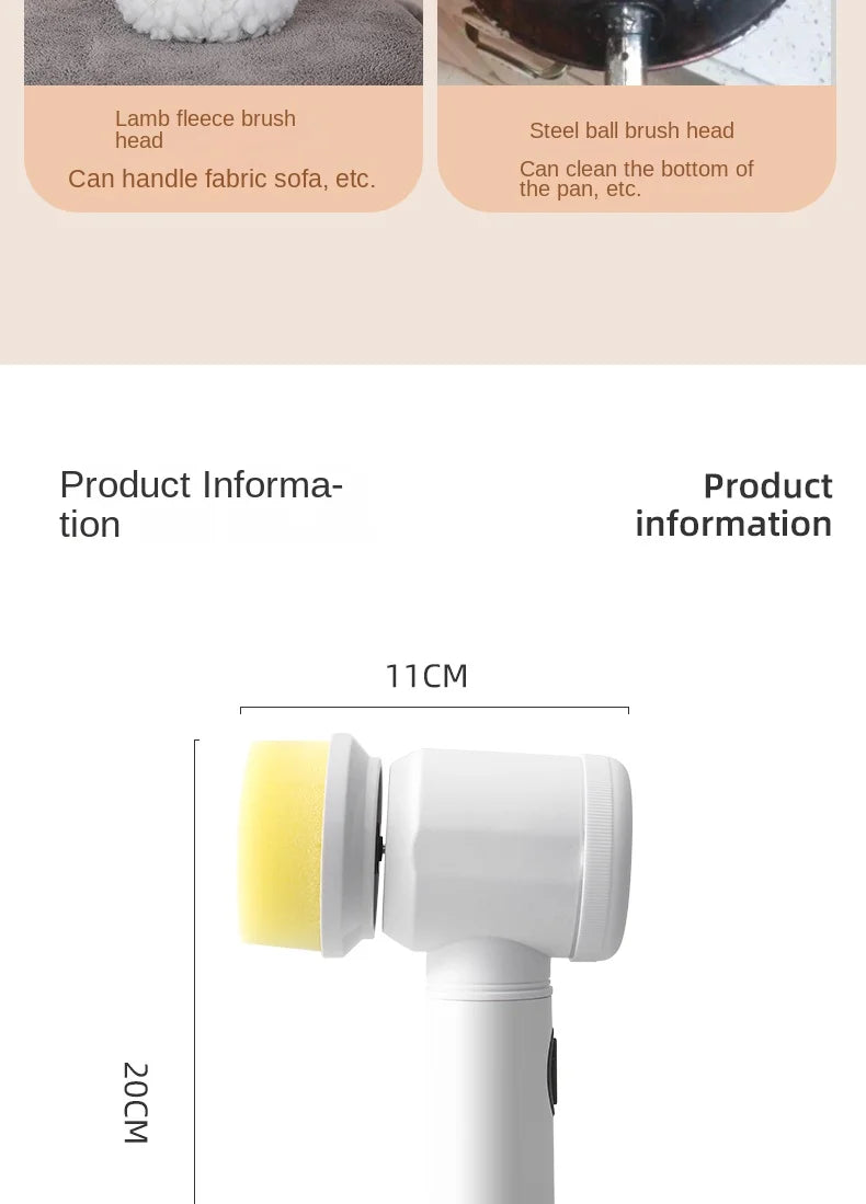 Electric Handheld Power Scrubber Brush | Wireless Household Cleaning Tool - ZILVUS