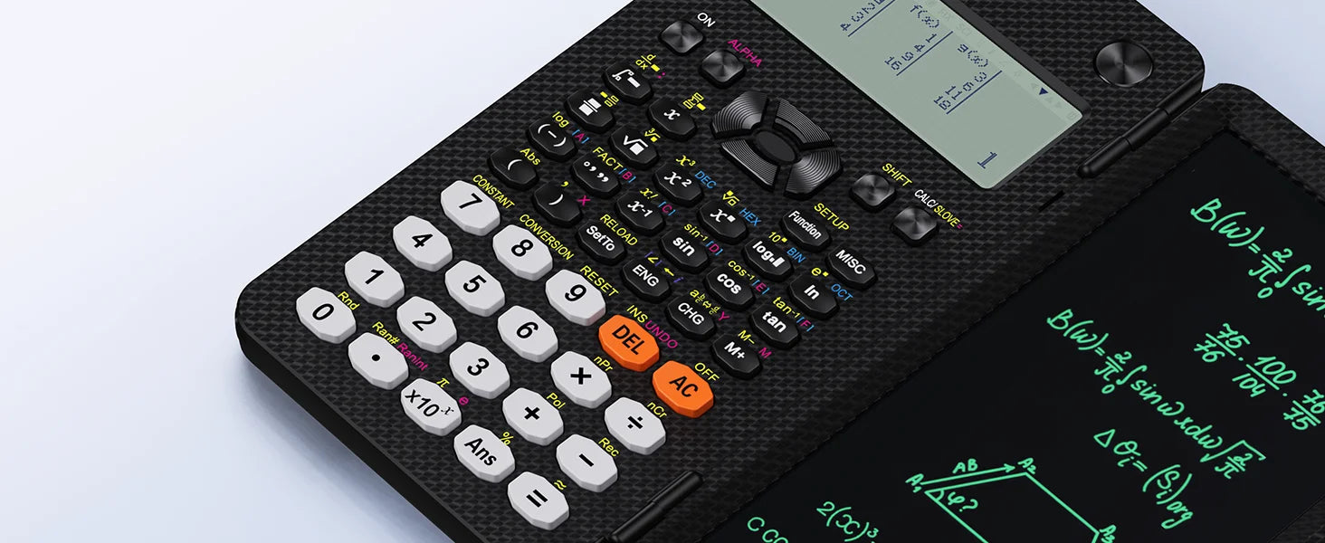 2-in-1 Rechargeable Scientific Calculator with LCD Writing Pad & Stylus - ZILVUS