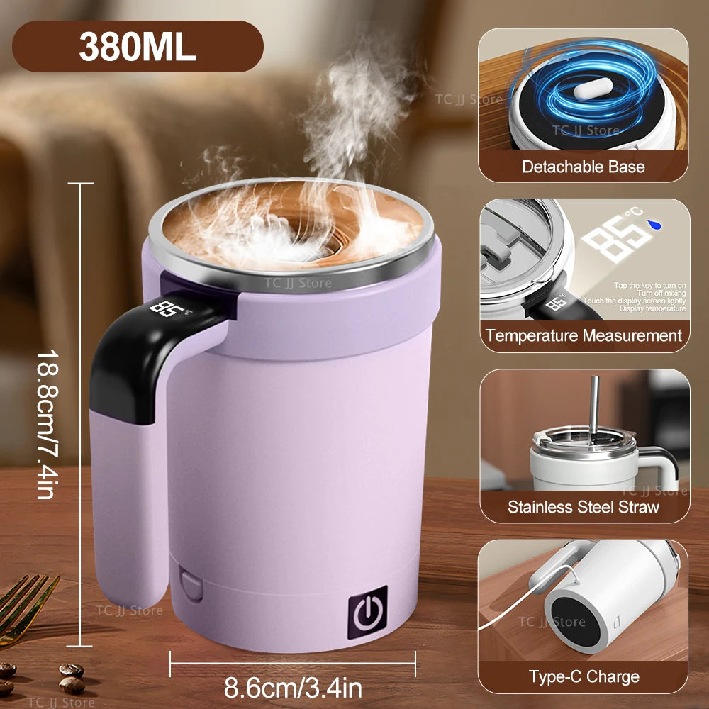Automatic Self-Stirring Mug with LED Display – 380ml USB Cup - ZILVUS