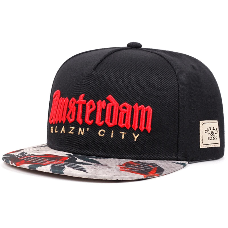 2025 New BLAZIN CITY Embroidered Flat Edge Hat Men's Trendy Street Hip Hop Hat Women's Outdoor Sunshade Hat Casual Baseball Hat - ZILVUS