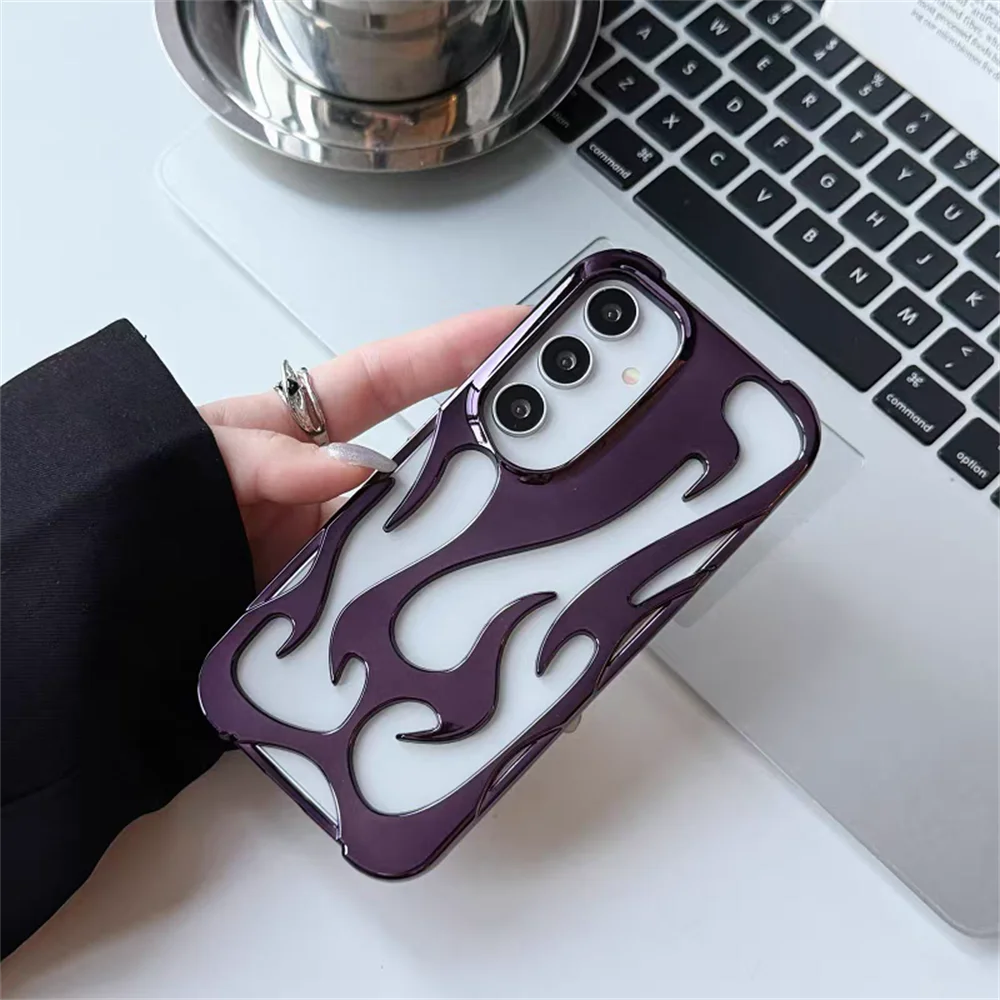 3D Flame Pattern Case For Samsung S25 S24 S23 Seires