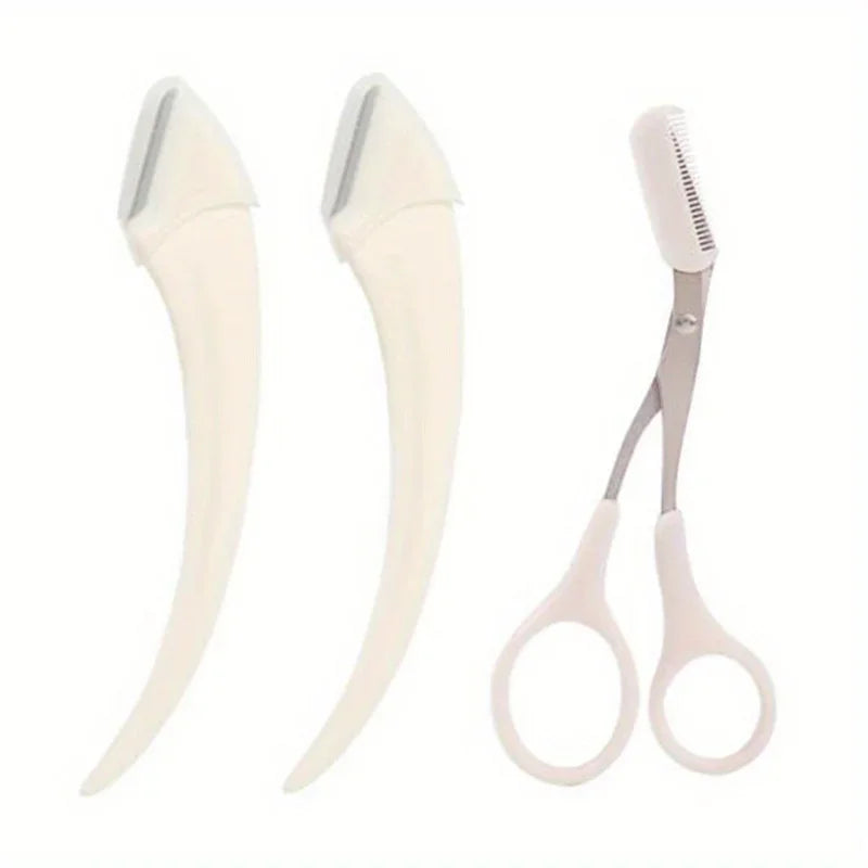 3PCS Eyebrow Trimmer Set | Precision Stainless Steel Manual Grooming Tools - ZILVUS