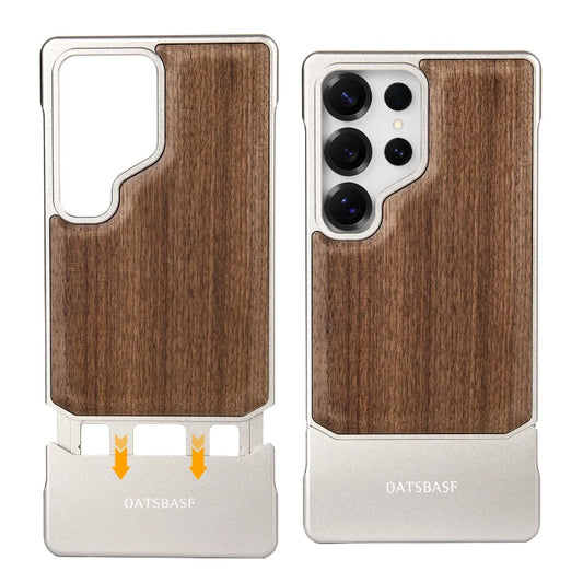 Wood and Metal Magnetic Phone Case – Shockproof for Samsung S25 Ultra - ZILVUS