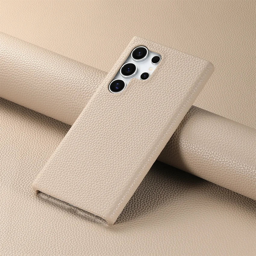 Luxury Litchi Grain Leather Case For Samsung Galaxy S-23 & 24 Series Slim Phone Back Cover - ZILVUS