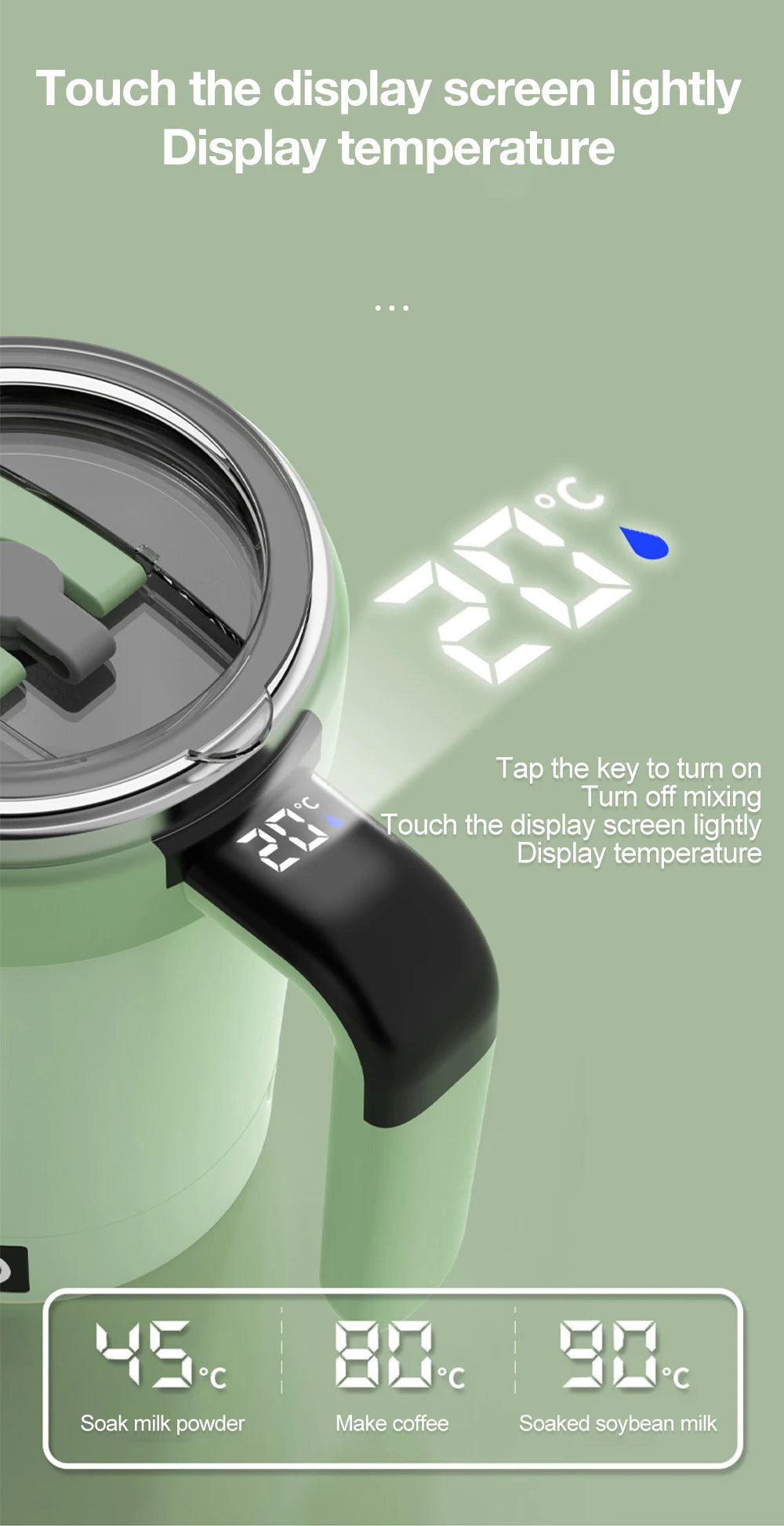 Automatic Self-Stirring Mug with LED Display – 380ml USB Cup - ZILVUS