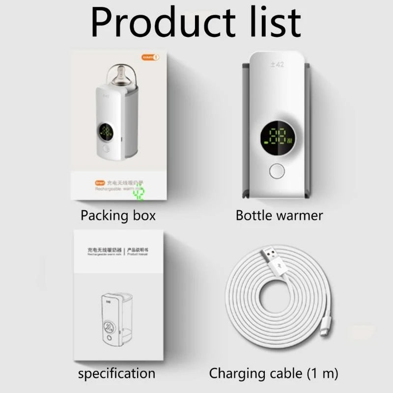 Portable Baby Bottle Warmer – USB Rechargeable, 6-Temperature Settings, Long Battery Life for Travel & Home - ZILVUS