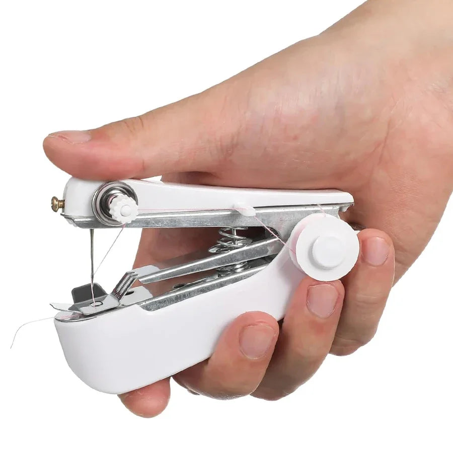 6/set White Mini Handheld Sewing Machine with 5 Spools Colorful Thread Portable Manual Quick Fix for Clothes DIY Crafts JXB - ZILVUS