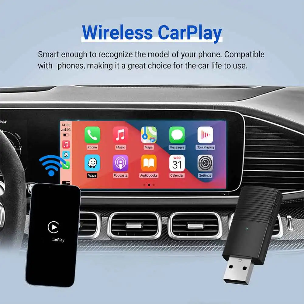 Mini Wireless Bluetooth CarPlay Adapter for Android and iPhone | Wireless CarPlay Dongle