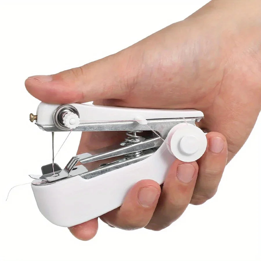 6/set White Mini Handheld Sewing Machine with 5 Spools Colorful Thread Portable Manual Quick Fix for Clothes DIY Crafts JXB - ZILVUS