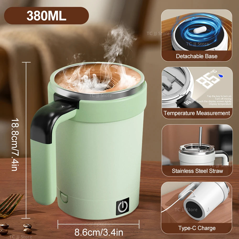 Automatic Self-Stirring Mug with LED Display – 380ml USB Cup - ZILVUS