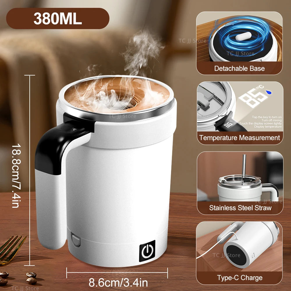 Automatic Self-Stirring Mug with LED Display – 380ml USB Cup - ZILVUS