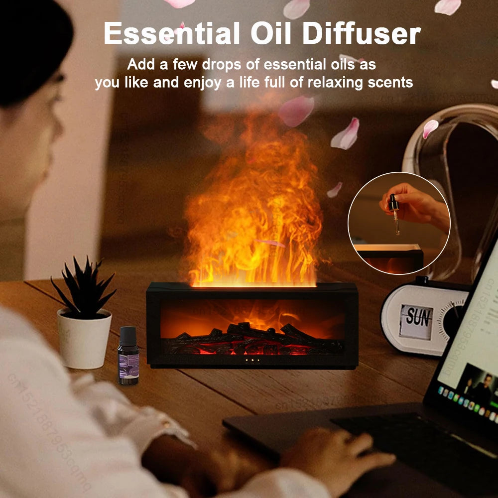 Flame Aroma Humidifier – Essential Oil Diffuser with RGB Light - ZILVUS