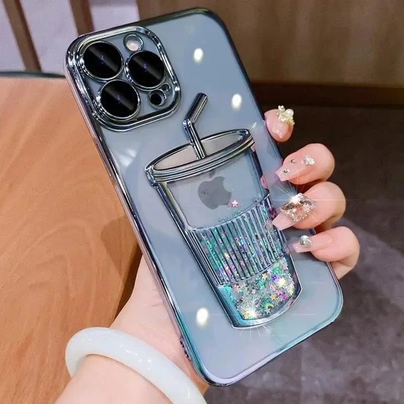 Quicksand Glitter Silicone Phone Case – Shockproof with Lens Protection - ZILVUS