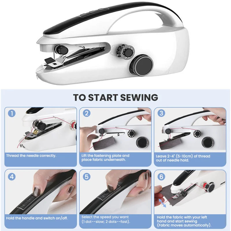 Mini Electric Handheld Sewing Machine 2-Speed Stitcher - ZILVUS