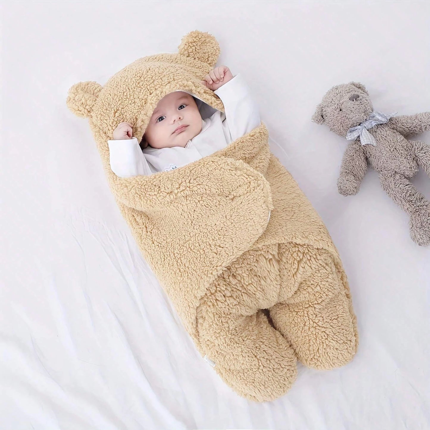 Baby Lamb Fleece Swaddle Blanket – Soft and Thickened Newborn Sleeping Bag - ZILVUS