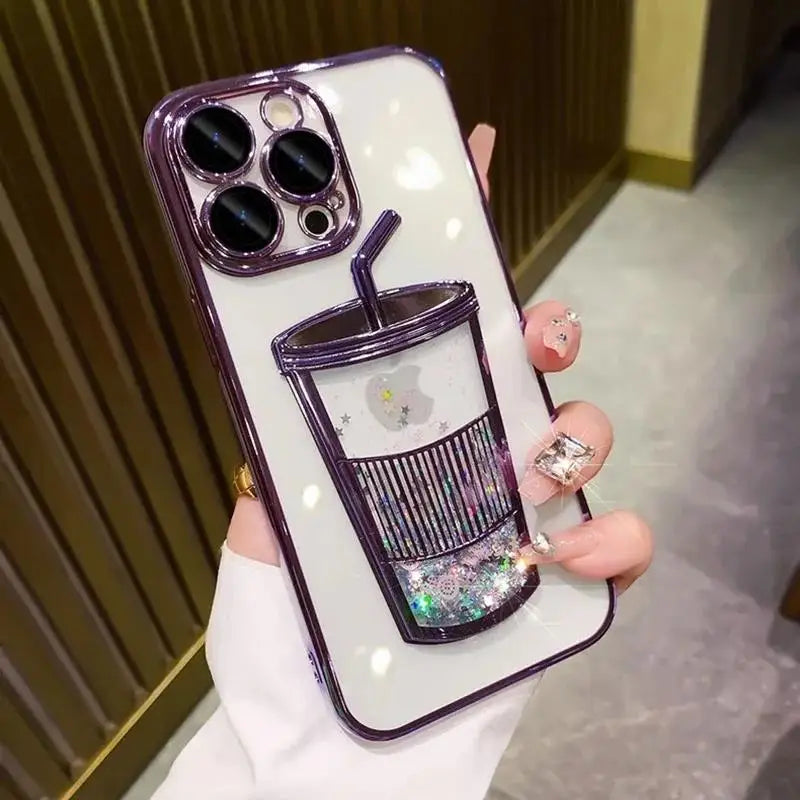 Quicksand Glitter Silicone Phone Case – Shockproof with Lens Protection - ZILVUS