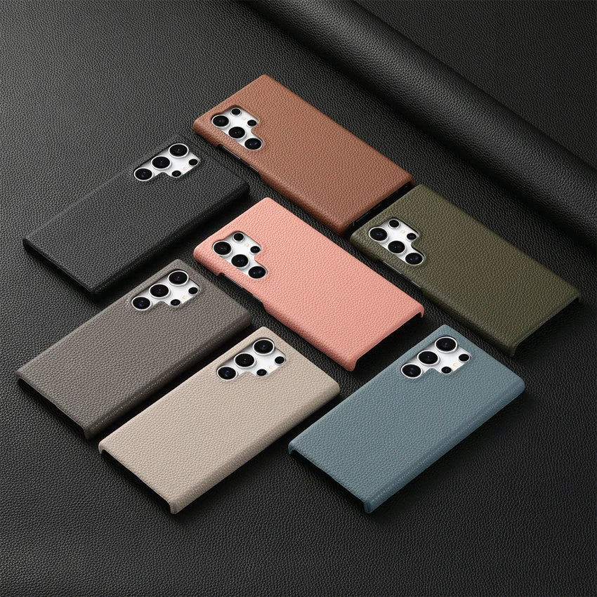 Luxury Litchi Grain Leather Case For Samsung Galaxy S-23 & 24 Series Slim Phone Back Cover - ZILVUS