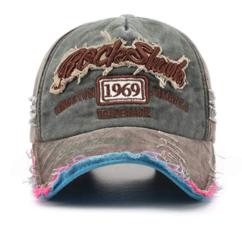1969 Vintage Washed Letter Embroidered Baseball Cap - ZILVUS