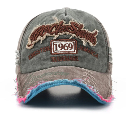 1969 Vintage Washed Letter Embroidered Baseball Cap - ZILVUS