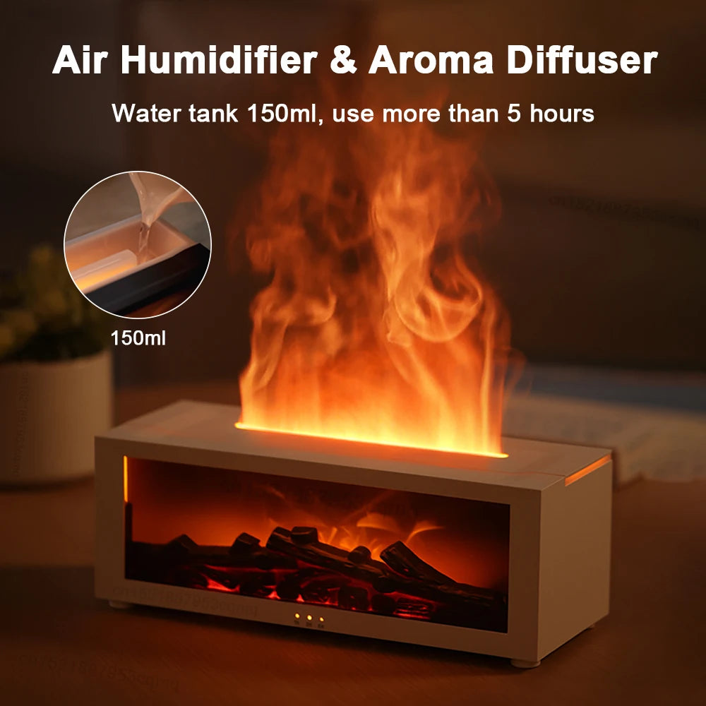 Flame Aroma Humidifier – Essential Oil Diffuser with RGB Light - ZILVUS